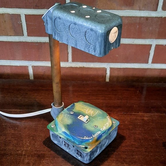 Unique Nick Greer Exp Designs NWP Handpainted and Signed Desk or Accent Lamp